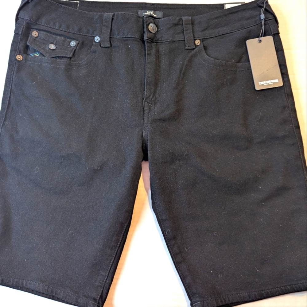 Mens True Religion Ricky Multicolor Black Shorts Size 38 BNWT